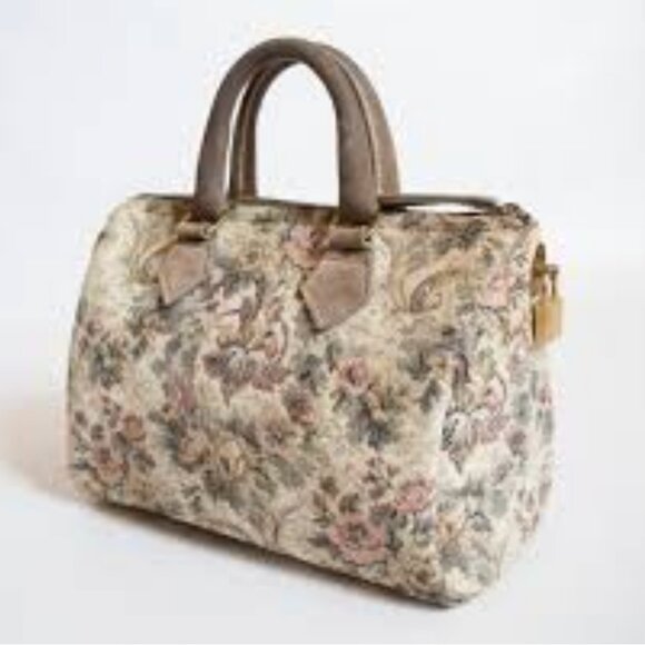 French Luggage (Louis Vuitton) Grey Rose Tapestry Speedy Satchel L/N Very Rare - Picture 2 of 10